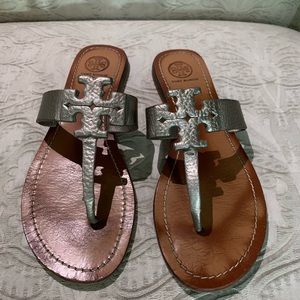 Tory Burch Leather Sandal Moore Metallic size 8